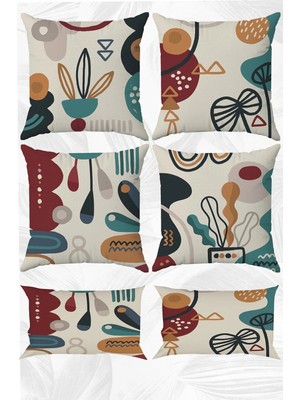 Minimalist Art Çift Tarafı Baskılı 43X43 Kırlent Kılıfı ve 30X50 Dikdörtgen Kırlent Kılıfı 6'lı Set