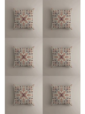 6'lı Geleneksel Desenli Kırlent Kılıfı Seti - Anadolu Kilim ve Etnik Çift Taraflı  43X43 cm