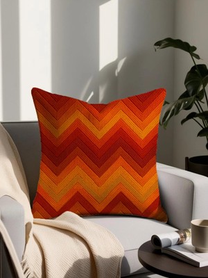 Punch Nakış Desenli Dijital Baskılı Dekoratif Yastık 4280– 43X43 cm Mikro Petek Kumaş