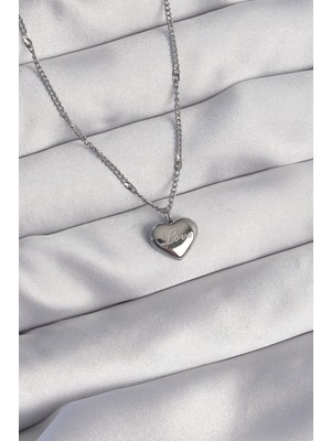 Tegan 316L Çelik Gümüş Renk Kalp Model Love Kolye TG27BKO8932