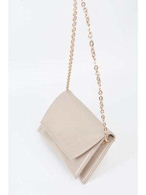 Vivaq Kadın Vizon Zarf Tasarım 2 Bölmeli Mini Zincir Askılı Çıt Çıt Kapama Clutch Ve El Çantası