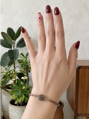 Vintage Takı Antik Bakır Renk Vintage Otantik Bohem Burgu Tasarım Ayarlanabilir Doğal Taşlı Kelepçe Bileklik