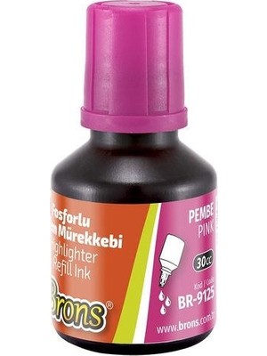Brons 30 cc Pembe Fosforlu Kalem Mürekkebi Renkli Yazım İçin Özel Formül