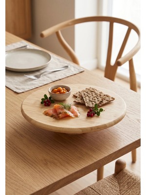Arven - Bambu Ayaklı Servis Tabağı Meyve Kurabiye Kek Pasta Tatlı Yemek Sunum Tabağı 28 x 6 cm