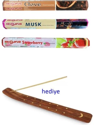 Ata Store 3 Paket 20 Çubuklu Tütsü Musk - Clove - Strawberry - Kayık Hediyeli