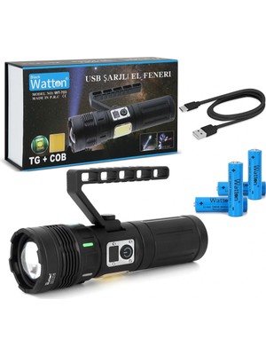 15.000 Lümen Tg+Cob LED Şarjlı El Feneri  WT-703