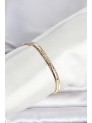 Tegan cm 14K Gold Renk Yassı Zincir Yılan Model Kadın Bileklik TG27BB8297