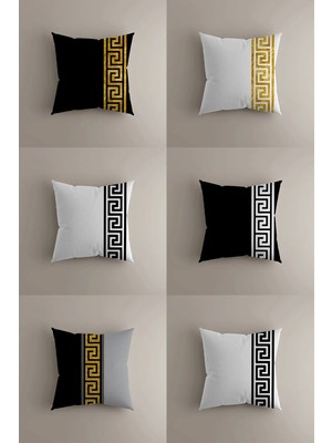 Lüks Desenli Kırlent Kılıfı 6'lı Set - Çift Taraflı Dijital Baskı - 43X43 cm Dekoratif Yastık Kılıfı