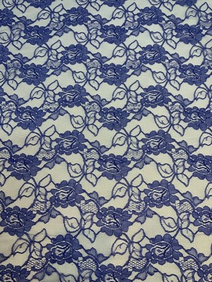 Yiğit Kumaş Saks Mavi Ince Dantel Kumaş – Çiçek Desenli