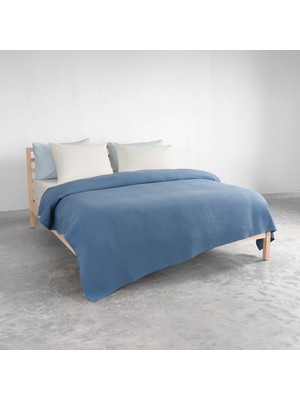 Puffy Brine Çift Kişilik %100 Pamuk Pike - Indigo