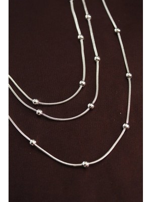 Tegan 316L Çelik Gümüş Renk Minimal Topçuk Model Çoklu Kolye TG27BKO6332