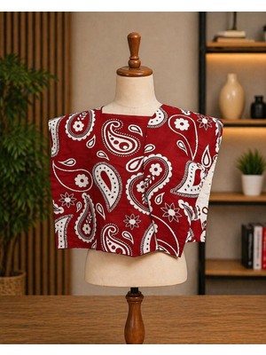 Osmanlı Triko Kare Parçalı Atkı - Spor Triko Örme Omuz Atkısı - Unisex Boho Şal -Etnik Desenli Atkı