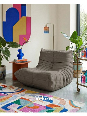 Velura Home & Living Muvva Berjer & Pofuduk Relax Koltuk & Armut Tekli Koltuk - Latte