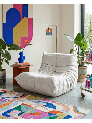 Velura Home & Living Muvva Berjer & Pofuduk Relax Koltuk & Armut Tekli Koltuk - Beyaz