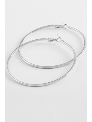 Zero Land Cosmotex Metal Halka Küpe 6 Cm-Gümüş Rengi