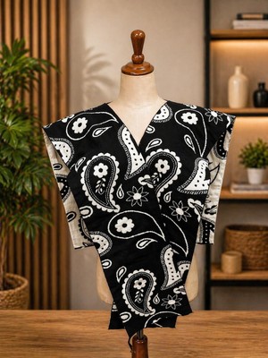 Osmanlı Triko Kare Parçalı Atkı - Spor Triko Örme Omuz Atkısı - Unisex Boho Şal -Etnik Desenli Atkı