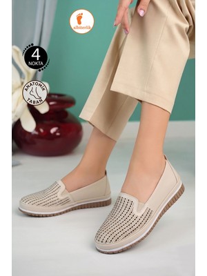 Albishoes Kadın 4 Noktalı Taş Detay Anatomik Kaymaz Taban Rahat Hafif Günlük Ayakkabı Anne Ayakkabı