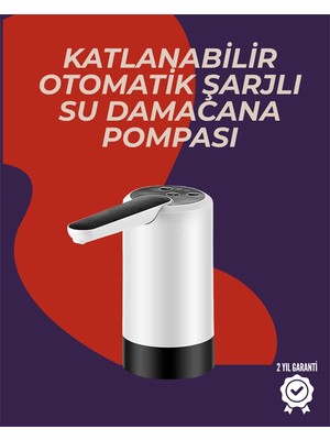 Otomatik Damacana Su Pompası | 40-80 Saniye Zaman Ayarlı | %90 Açılabilir Hijyenik Tasarım | Şarjlı ve Portatif - Lisinya