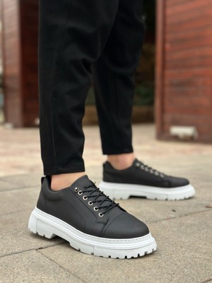 BOA Siyah Erkek Günlük Ayakkabı  Akıllı Lastik Bağcıklı Yüksek Taban Comfort CASUABA0245