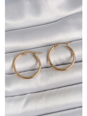 316 Çelik Gold Renk 22MM Kadın Halka Model Kadın Küpe - Lisinya
