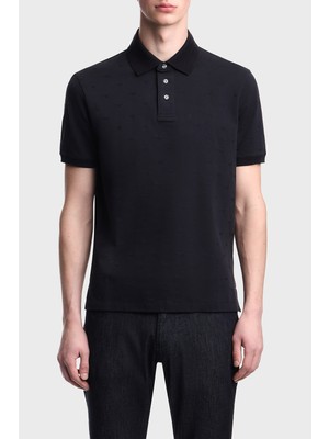 Emporio Armani Tamamı Logolu Pamuklu Slim Fit Düğmeli Polo Erkek Polo EM004912 AF10762 FB469