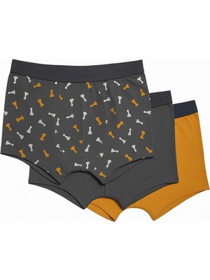 Obje Erkek Füme Santranç Desen 3'lü Boxer