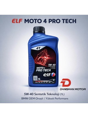 Elf Moto 4 Pro Tech 5W-40 Sentetik Teknoloji 4 Zamanlı Motosiklet Yağı 1 Litre (Bmw Oem)
