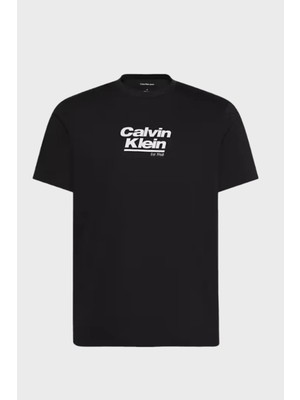 Calvin Klein Logolu % 100 Pamuk Bisiklet Yaka T Shirt LV14RF803GUB1 Erkek T Shirt LV14RF803G Ub1