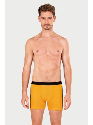 Obje Erkek Hardal Likra Cotton Boxer