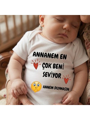 Egg Baby Anneannem Beni Çok Seviyor Temalı Bebek Body %100 Pamuk Zıbın
