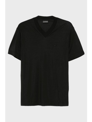 Emporio Armani Ipek Karışımlı Regular Fit V Yaka Jarse T Shirt Erkek T Shirt EM003465 AF13721 UC001