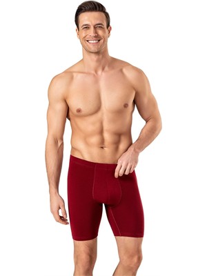 Obje Erkek Bordo Penye Modal Uzun Boxer