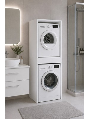 Sarmobi Çamaşır Makinası Dolabı Kurutma Makinası Dolabı Tek Çekmeceli 190X67X60
