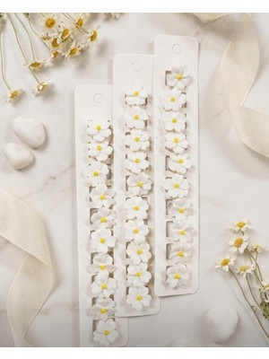 Efna Store Orkide Lotus Çiçek Model Beyaz Sarı 10'lu Charm,saç Küpesi