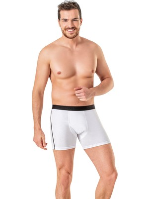Obje Erkek Beyaz Likra Cotton Boxer
