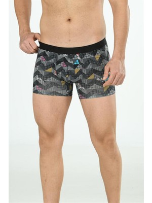 Obje Erkek Antrasit Zikzaklı Zikzaklı Cotton Boxer