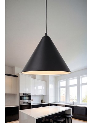 Marrien Cone Bohem Siyah Metal Sarkıt (25 Cm)  Yemek Masası Üstü Avize  Mutfak & Salon Aydınlatması