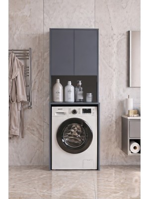 Sarmobi Çamaşır Makinası Dolabı Kurutma Makinası Dolabı 2 Kapaklı 190X67X67