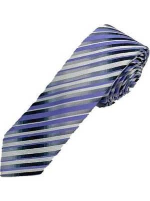 Brianze 5 cm Lila Çizgili Slim Kravat