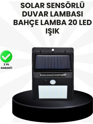 İlanib Ticaret Su Geçirmez IP65 20 LED Solar Sensörlü Bahçe ve Veranda Aydınlatma