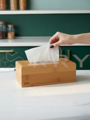 Kry Bambu Çek Sil Peçetelik 23X13 cm 44 Rulo 328 Adet Kağıt Havlu Kutusu Pratik Organizer