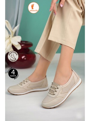Albishoes Kadın Anne 4 Noktalı Anatomik Kaymaz Taban Yumuşak Hafif Günlük Ayakkabı Anne Ayakkabı