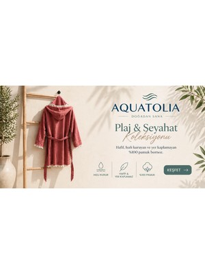 AQUATOLIA Aquatolıa Müslin Efes Kapşonlu Kısa Bornoz -Pamuklu- Kapşonlu - Unisex Bornoz
