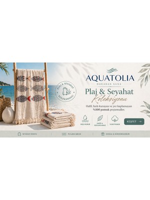 Aquatolıa Müslin Büyük Balıklı Peştemal -  Pamuk- 100 x 180 cm- Peştemal- Plaj Havlusu- Balık Desen