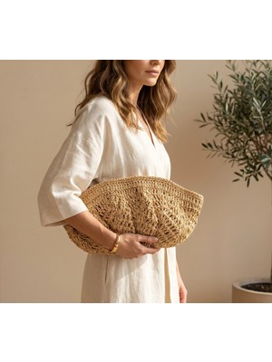 Meya Design Özgün Form El Yapımı Clutch Çanta – Kağıt Ip Fermuarlı Kadın Çanta