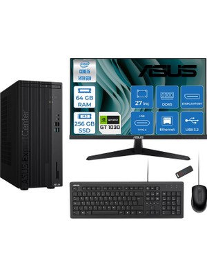 Asus Expertcenter D501MER  Intel® Core™ İ5-14500 64GB Ddr5 256GB SSD 4GB/GT1030  Freedos Mini Tower+27" 120Hz Asus Monitör Masaüstü Bilgisayar 14WD501MER21F21+ZETTAUSBBELLEK