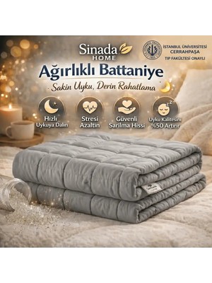 Sinada %100 Pamuk Kumaş Ağırlıklı Sarılma Battaniyesi 30 Derecede Yıkanabilir %100 Organik Yün Dolgulu Dört Mevsim Kullanılabilir Yetişkin Için Gri Renk