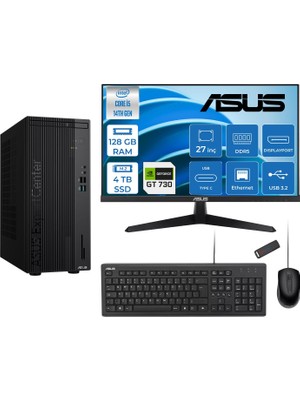 Asus Expertcenter D501MER  Intel® Core™ İ5-14500 128GB Ddr5 4tb SSD 4GB/GT730  Freedos Mini Tower+27" 120Hz Asus Monitör Masaüstü Bilgisayar 14WD501MER32F40+ZETTAUSBBELLEK