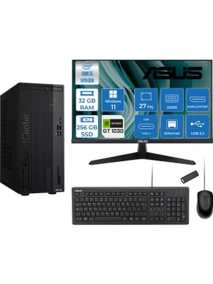 Asus Expertcenter D501MER  Intel® Core™ İ5-14500 32GB Ddr5 256GB SSD 4GB/GT1030  WIN11PRO Mini Tower+27" 120Hz Asus Monitör Masaüstü Bilgisayar 14WD501MER21P11+ZETTAUSBBELLEK