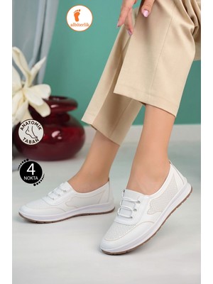 Albishoes Kadın Anne 4 Noktalı Anatomik Kaymaz Taban Yumuşak Hafif Günlük Ayakkabı Anne Ayakkabı
